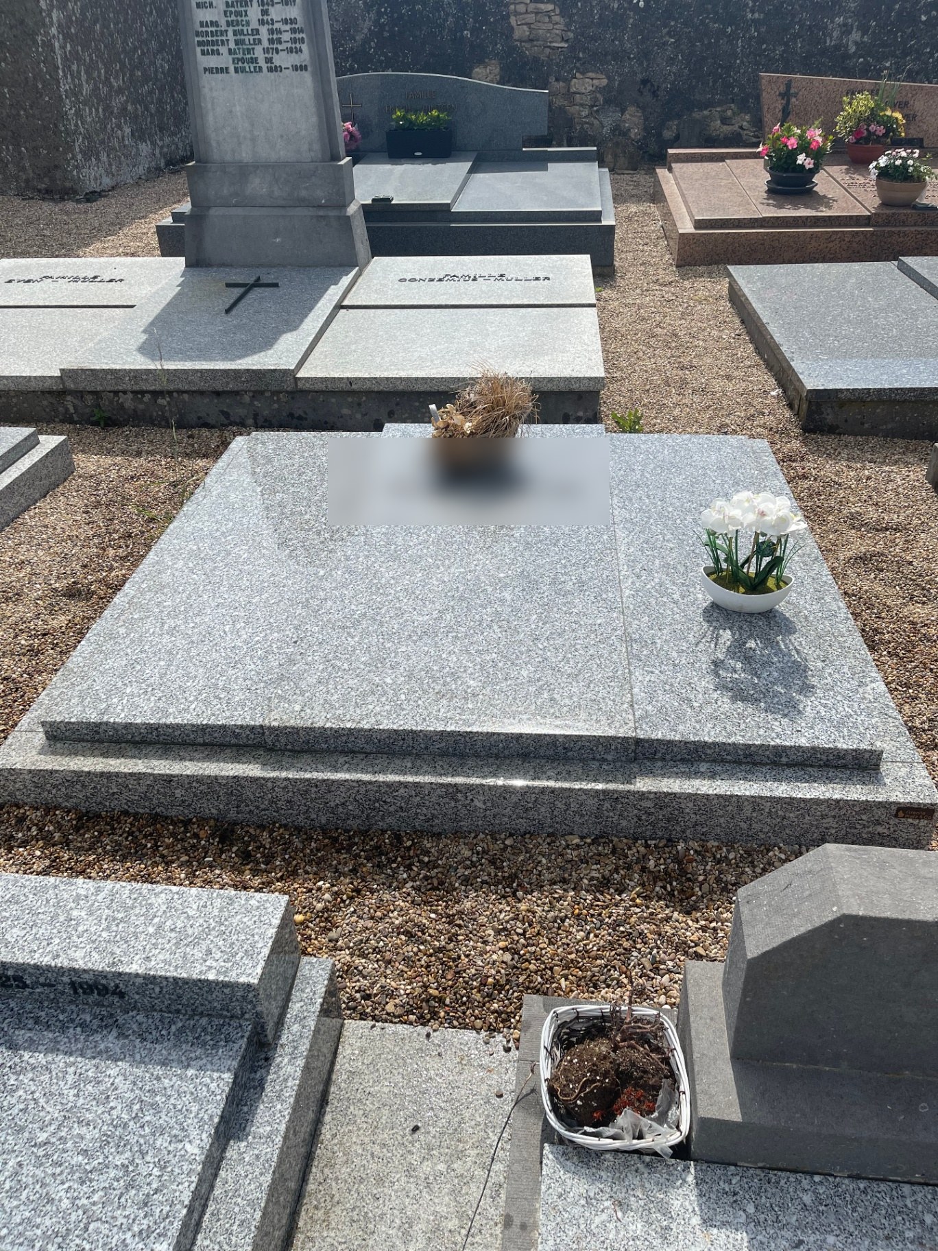 Plate-tombe familiale grise